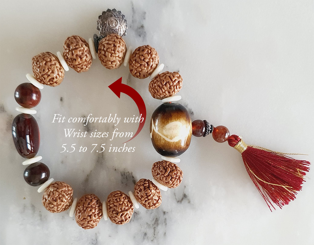 9 Mukhi Rudraksha with Gomed and Red Sandalwood Bracelet for Crown Chakra  to Instill optimism and contentment and opens the wearer to higher  consciousness  Engineered to Heal²